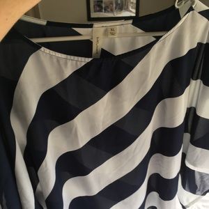 💄 Tacera navy blue&white shirt diagonal